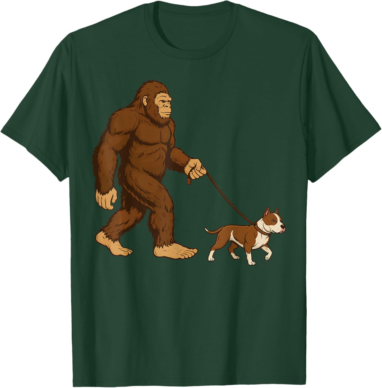 Bigfoot Pit Bull Retro Pitbull T-Shirt - T-Shirt | Forest