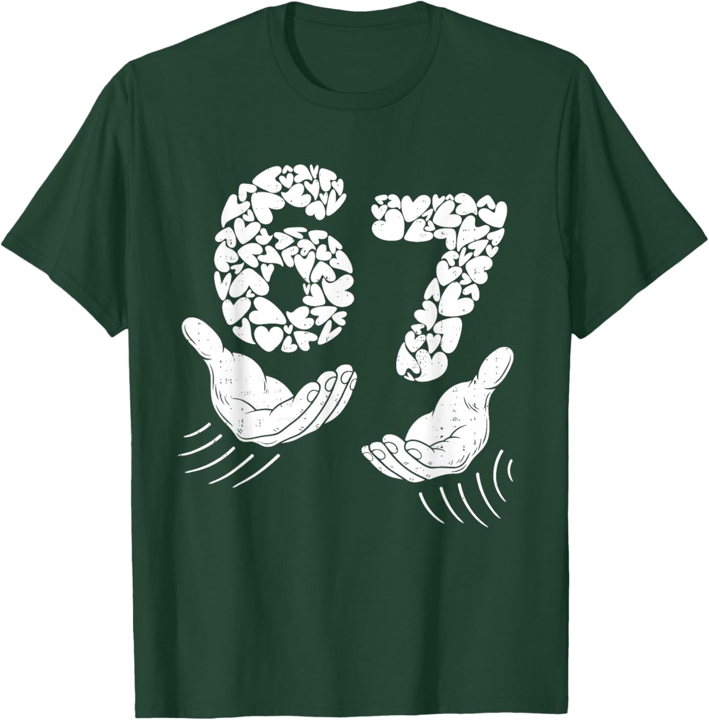 Valentines Day Six Seven 6 7 Meme Hand Heart 67 Men Boy Kids T-Shirt - T-Shirt | Forest