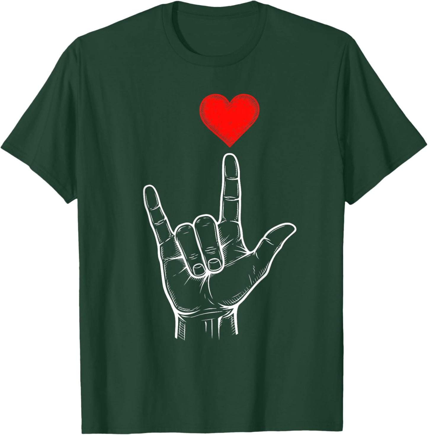 I Love You Hand Sign ASL Valentines Day Women Kids T-Shirt - T-Shirt | Forest