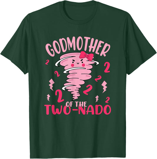 Godmother of The Two-nado Tornado Theme 2nd Birthday Party T-Shirt - T-Shirt | Forest