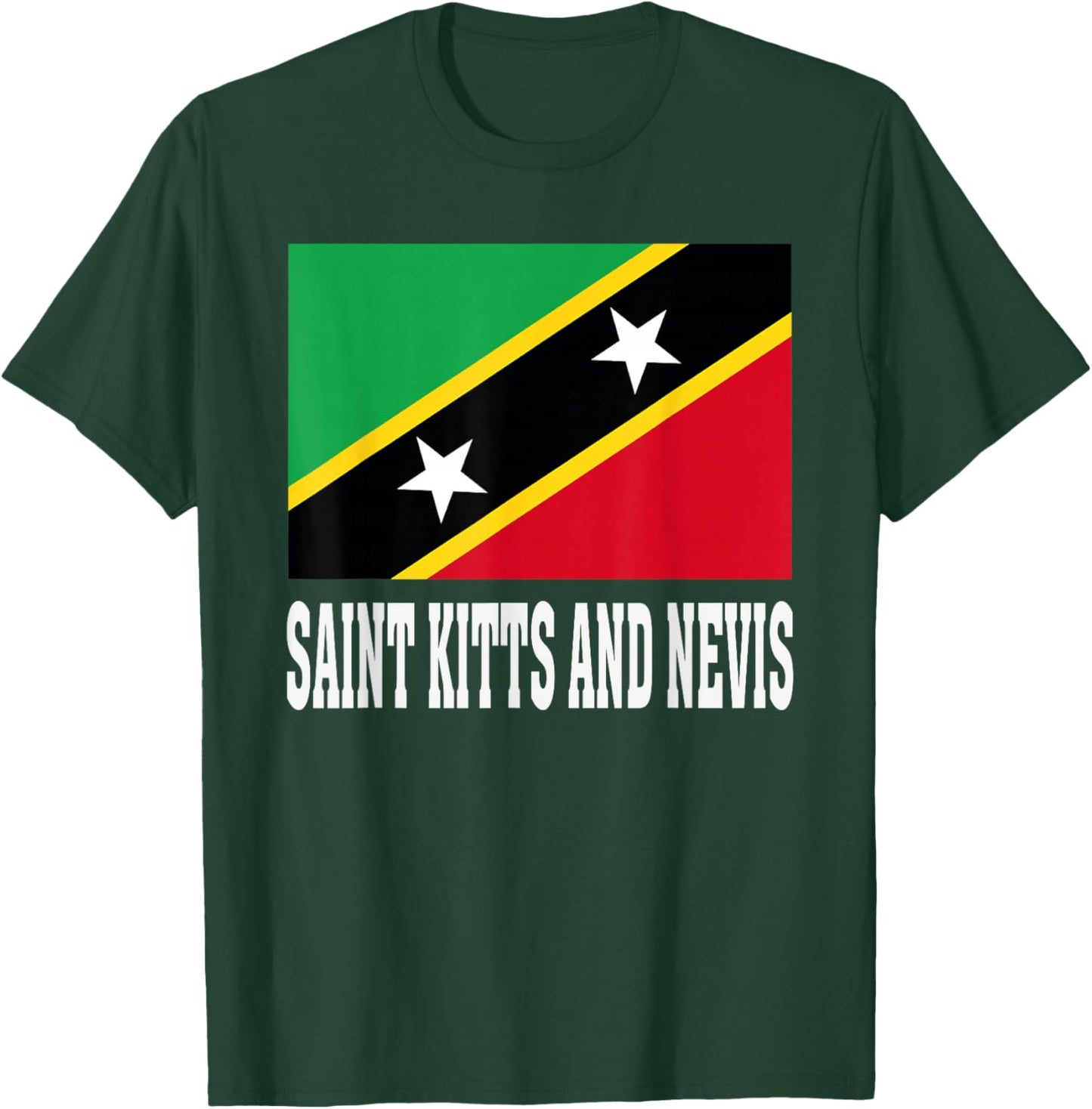Saint Kitts and Nevis Flag Patriotic National Roots Souvenir T-Shirt - T-Shirt | Forest