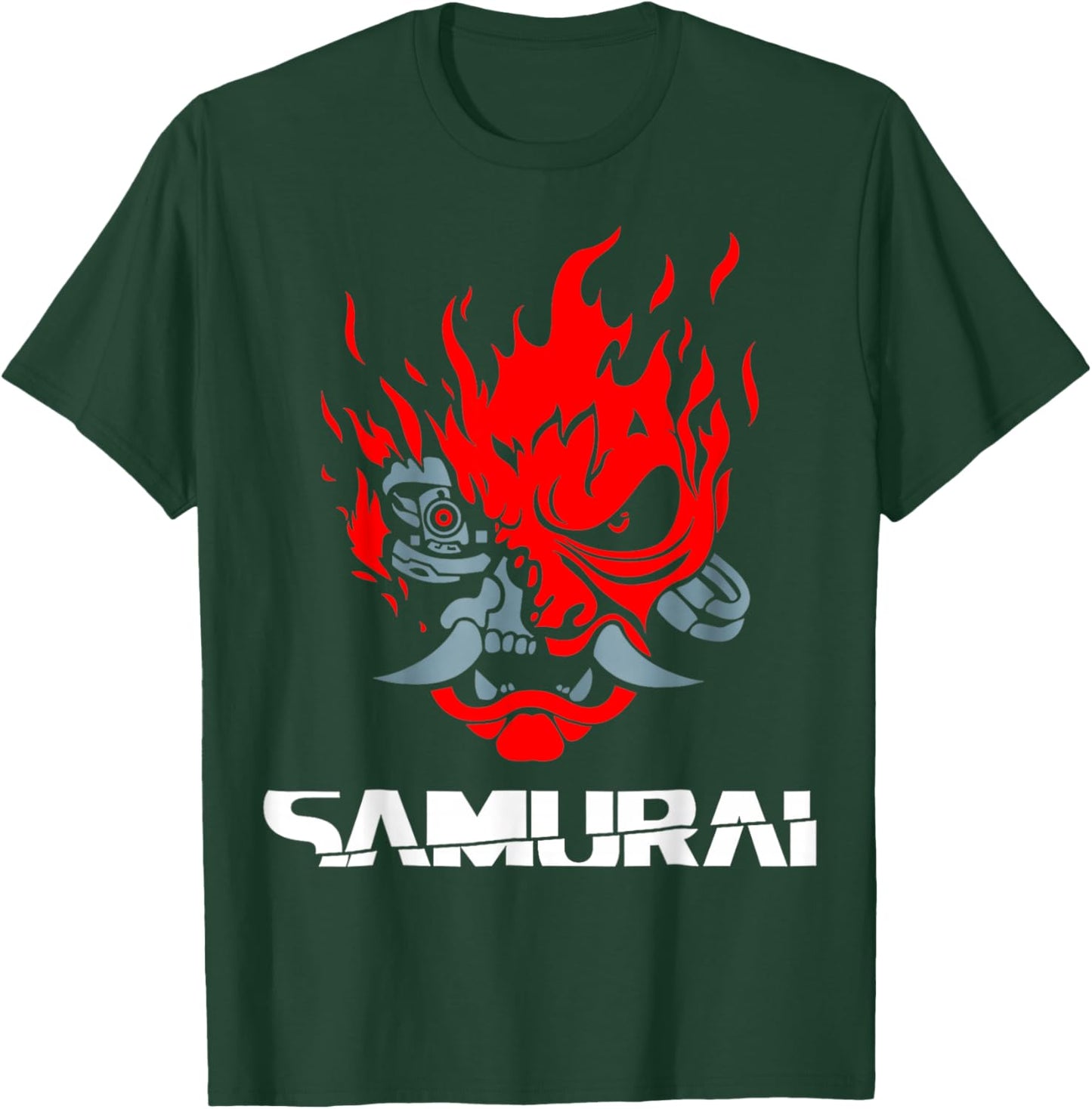 Samurai Japanese Demon Mask Edge Cyber Runners Punk T-Shirt - T-Shirt | Forest