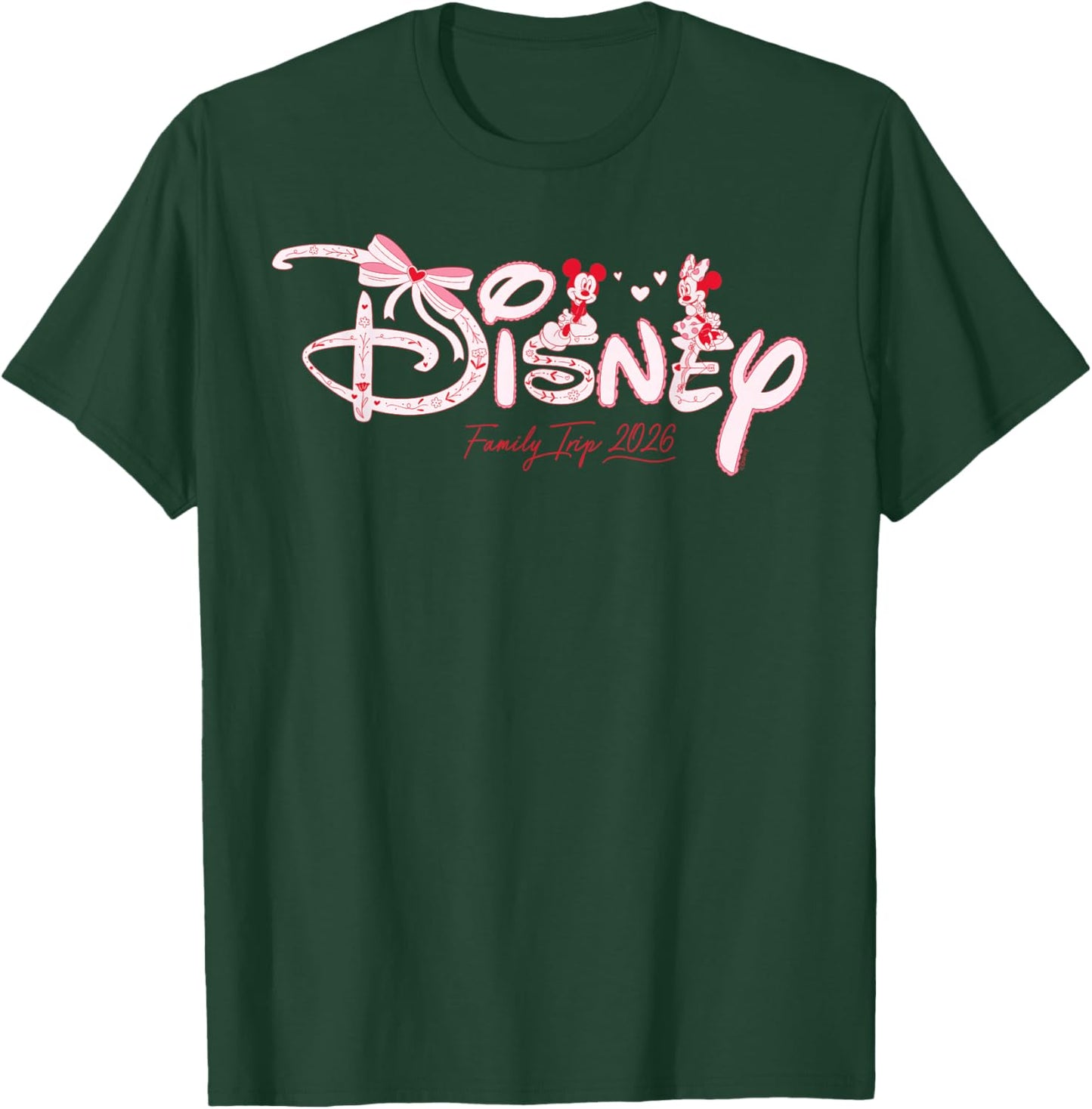 Disney Mickey & Minnie Coquette Valentine's Family Trip 2026 T-Shirt - T-Shirt | Forest