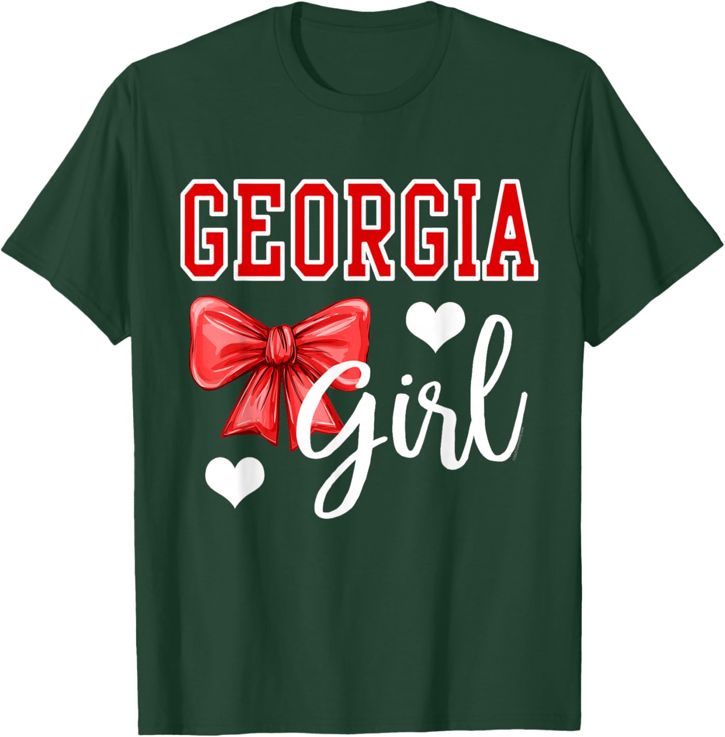 Georgia Girl Heart Cheer Bow Gift Teens Kids T-Shirt - T-Shirt | Forest