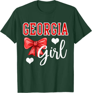 Georgia Girl Heart Cheer Bow Gift Teens Kids T-Shirt - T-Shirt | Forest