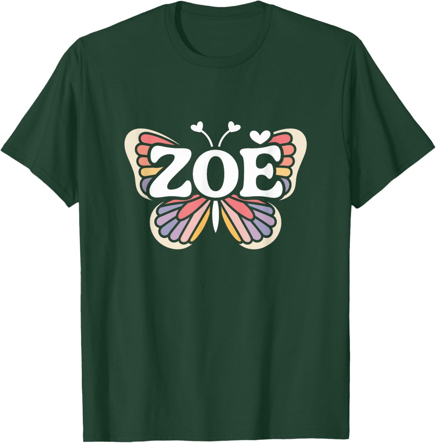 Zoe Butterfly - Personalized Cute Name Word Art T-Shirt - T-Shirt | Forest