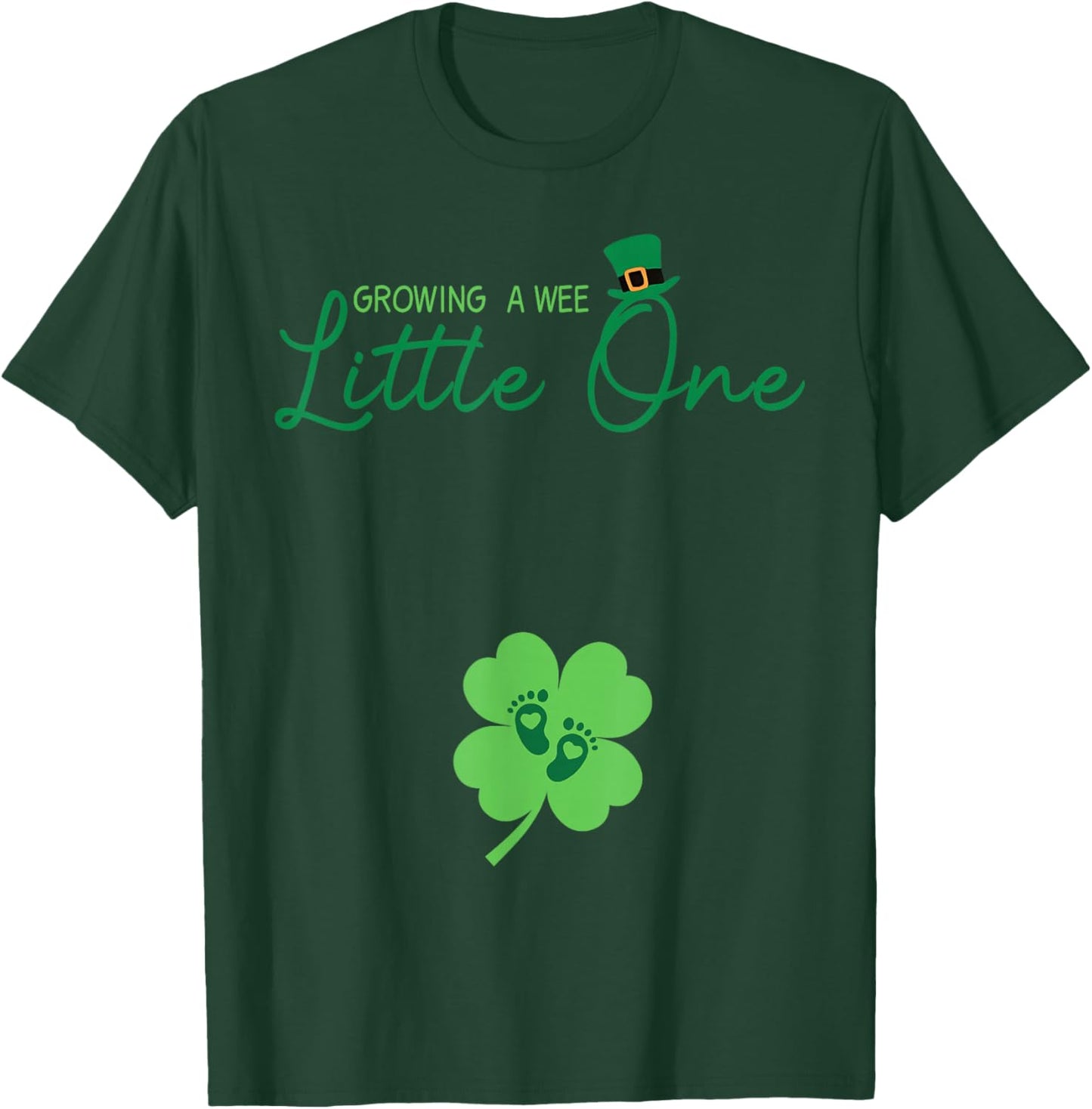 Groovy Growing A Wee Little One Pregnancy St Patricks Day T-Shirt - T-Shirt | Forest