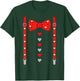 Valentine Red Hearts Bow Tie Suspenders Costume Boys T-Shirt - T-Shirt | Forest