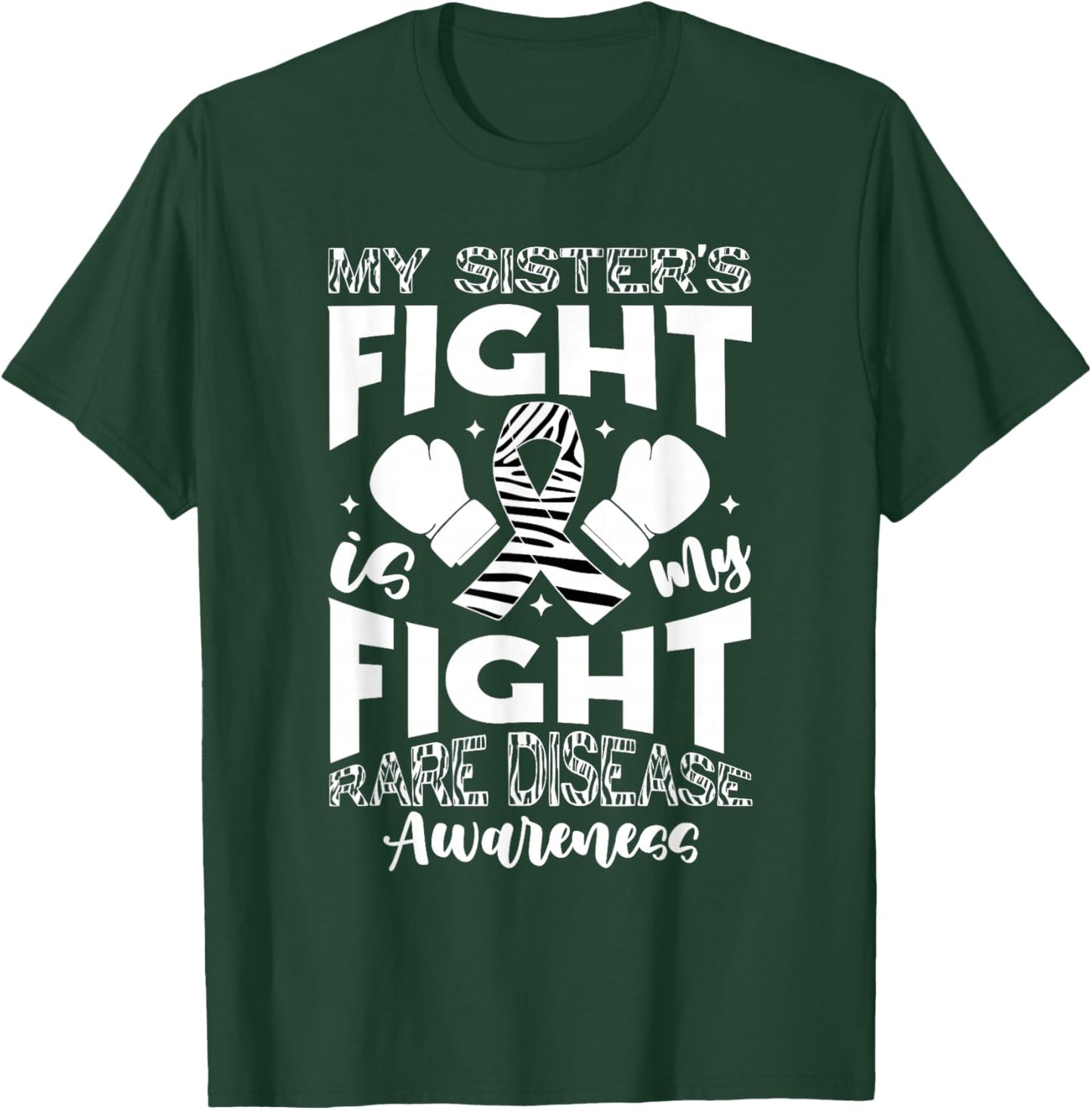 Rare Disease Awareness Sister Brother Zebra Ribbon T-Shirt - T-Shirt | Forest