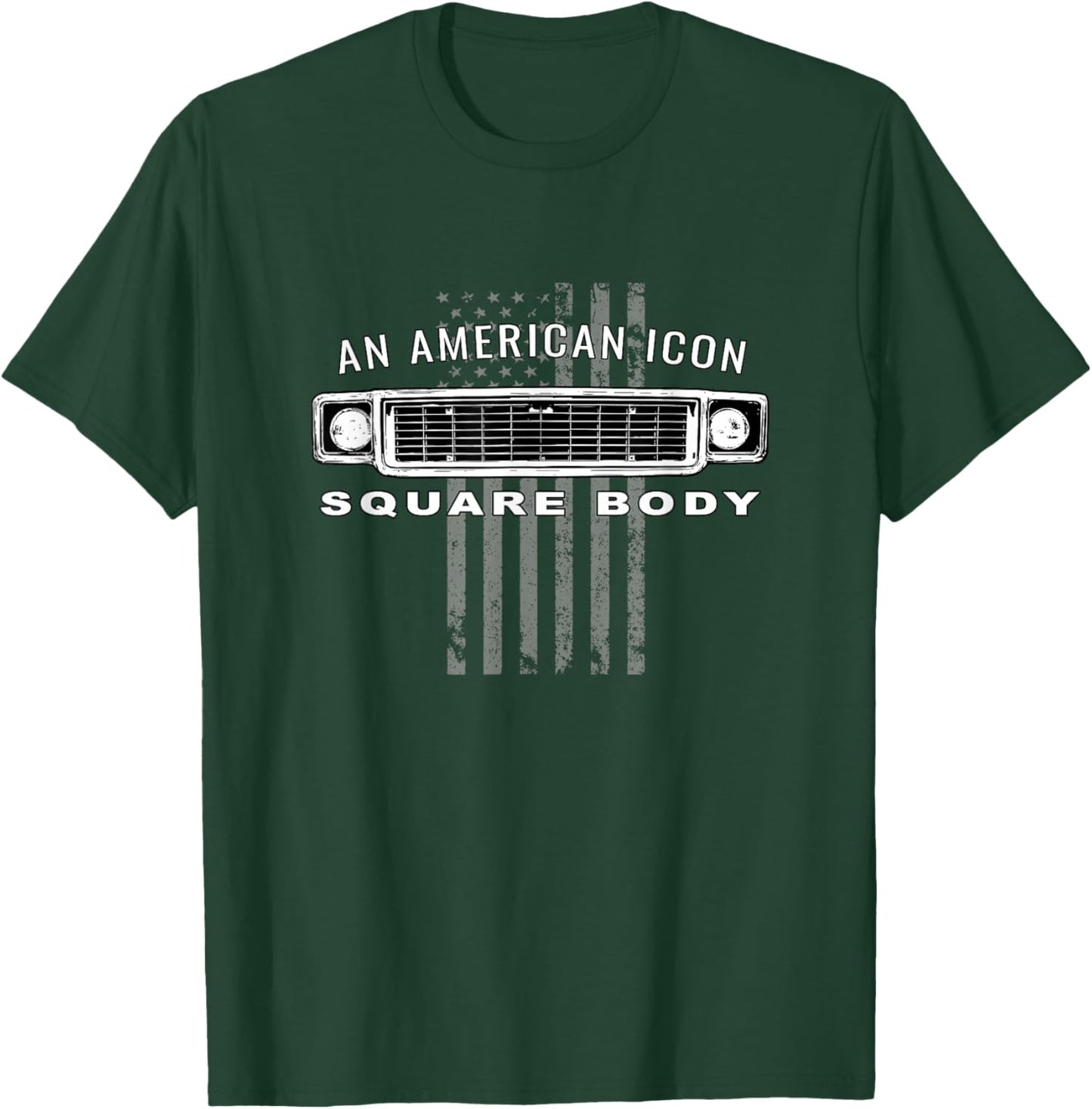 Square Body Grille with American Flag Design T-Shirt - T-Shirt | Forest