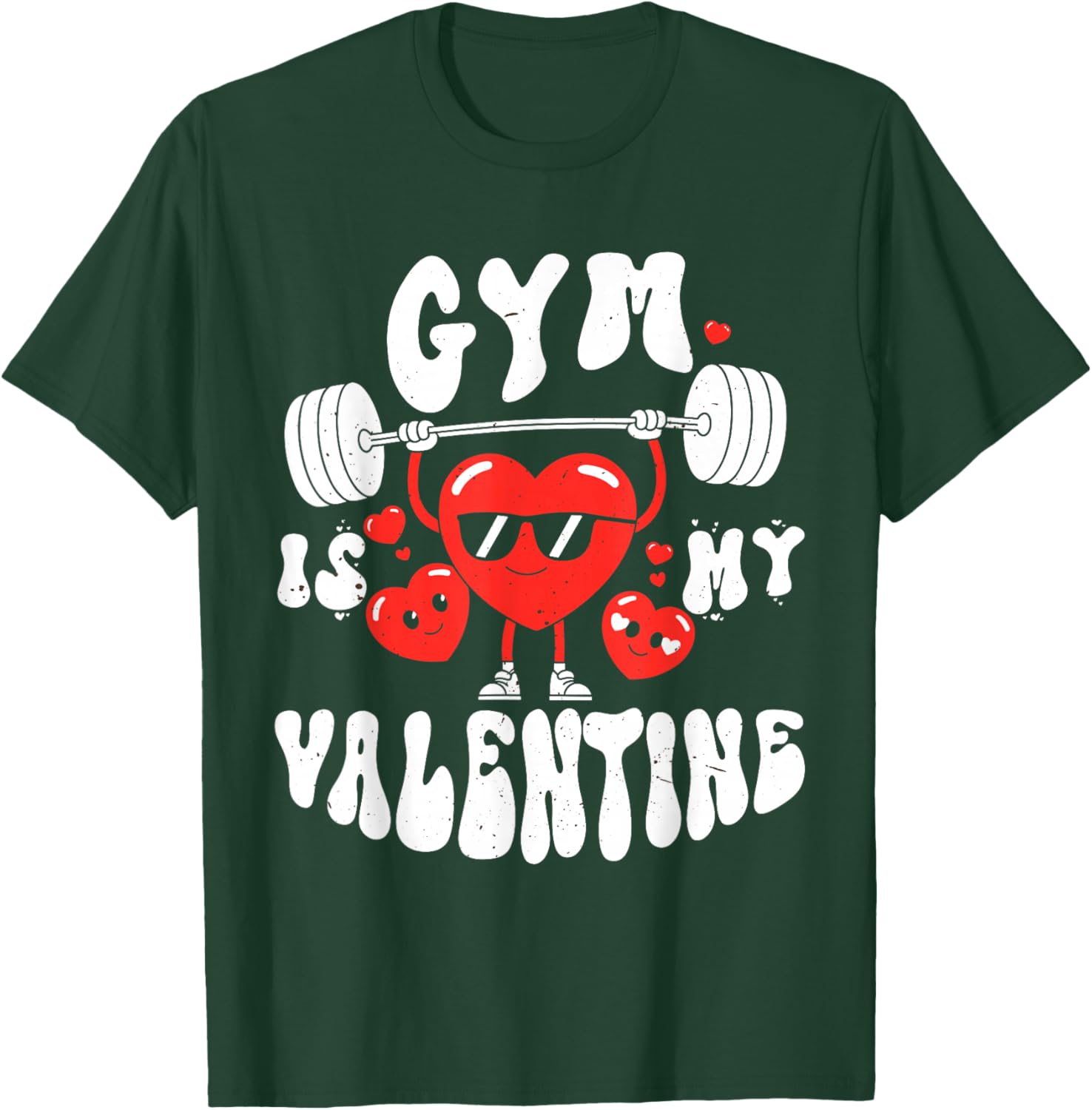 Gym is My Valentine Funny Fitness Heart Design T-Shirt - T-Shirt | Forest