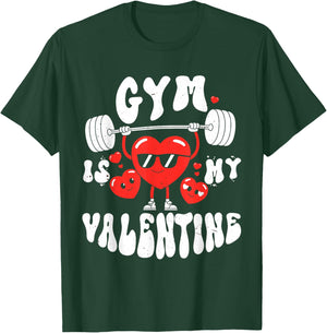 Gym is My Valentine Funny Fitness Heart Design T-Shirt - T-Shirt | Forest
