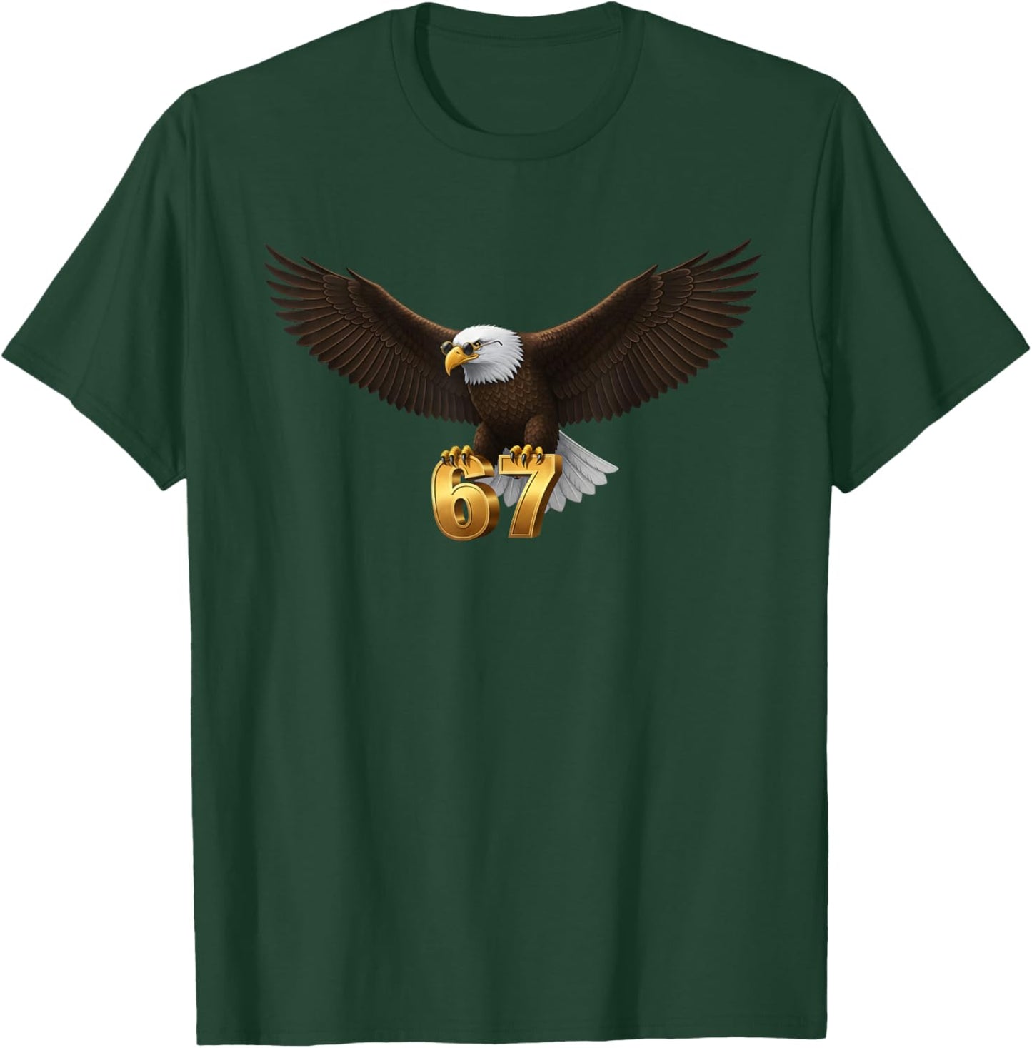 67 Fall Six Seven Meme Cool Eagle Gen Alpha Slang T-Shirt - T-Shirt | Forest