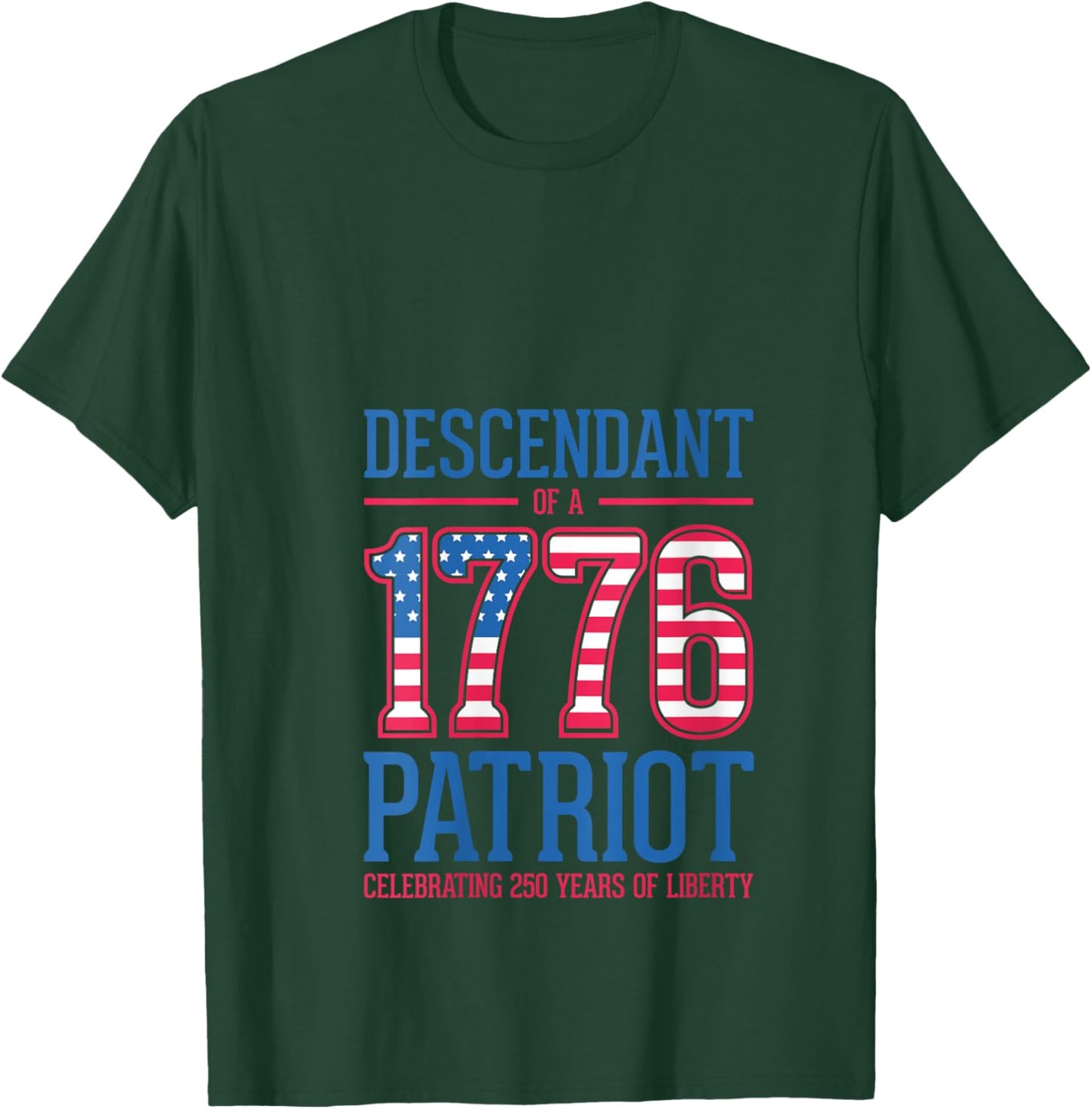 Women's Descendant of A Patriot, American Flag, 4th of July V-Neck T-Shirt - T-Shirt | Forest