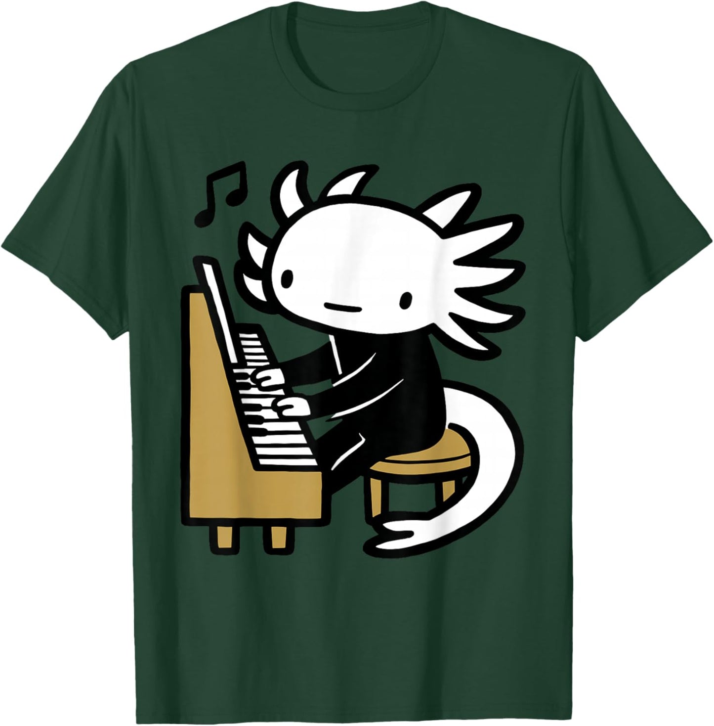 Axolotl Piano Player Cartoon Graphic T-Shirt - T-Shirt | Forest