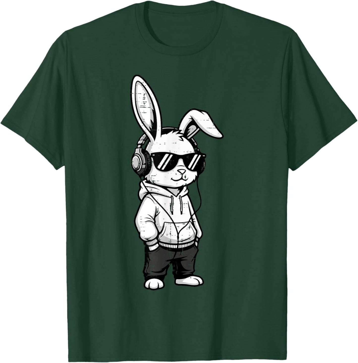 Easter Bunny Sunglasses Headphones Rabbit Men Women Kids T-Shirt - T-Shirt | Forest