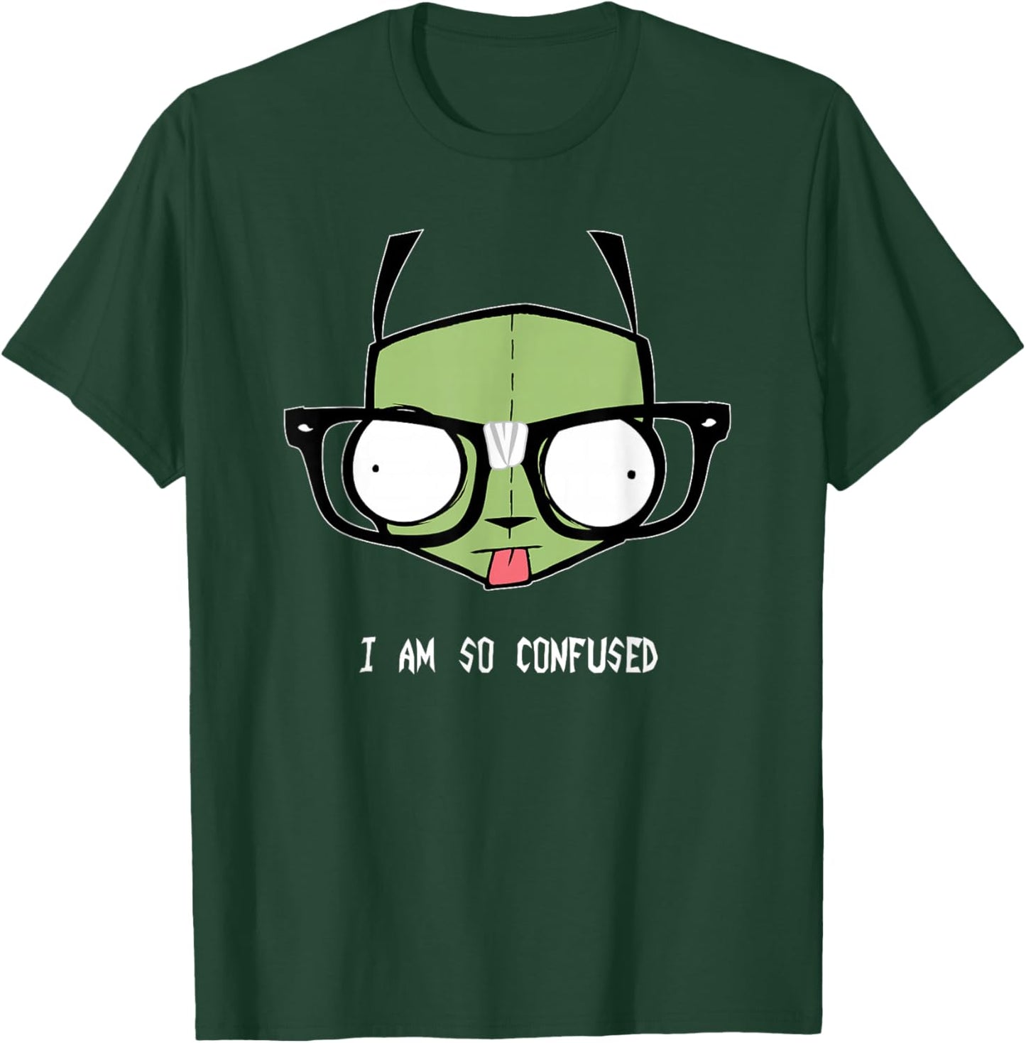 Invader Zim Gir I Am So Confused Hipster Glasses T-Shirt - T-Shirt | Forest