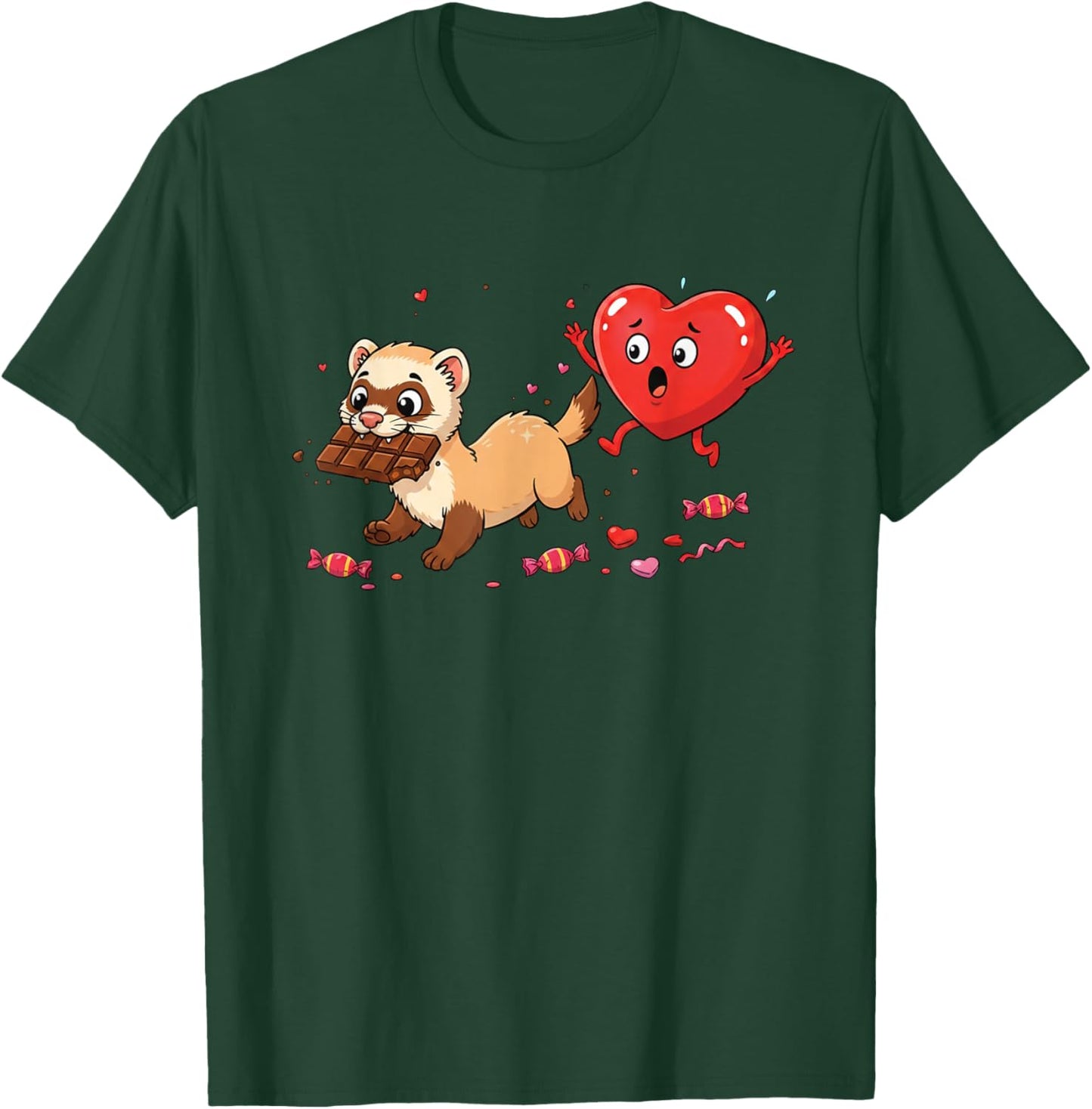 Funny Ferret Heart Chocolate Valentine Kids T-Shirt - T-Shirt | Forest
