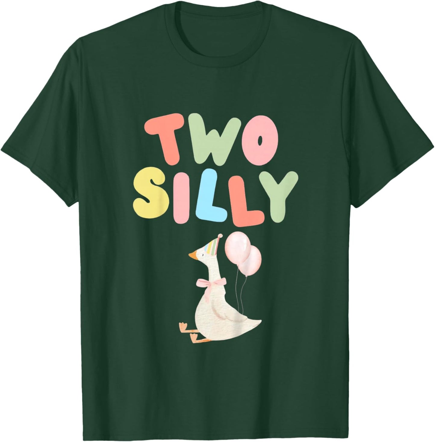 Two Silly 2nd Birthday Goose 2 Year Old Girl Second Bday T-Shirt - T-Shirt | Forest