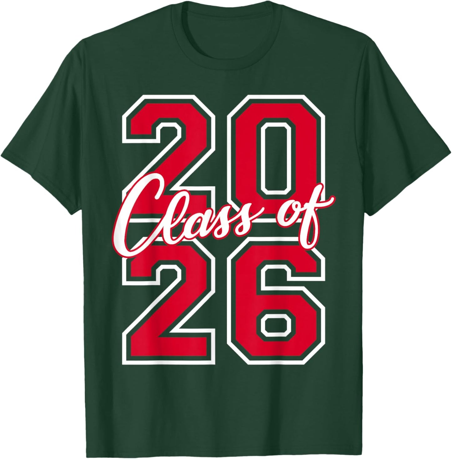Class of 2026 Graduation Red with White Varsity Letters T-Shirt - T-Shirt | Forest