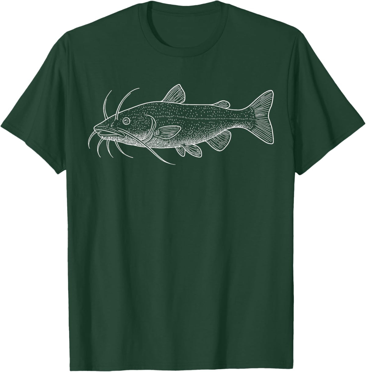 Catfish Illustration Fishing Fisher T-Shirt - T-Shirt | Forest