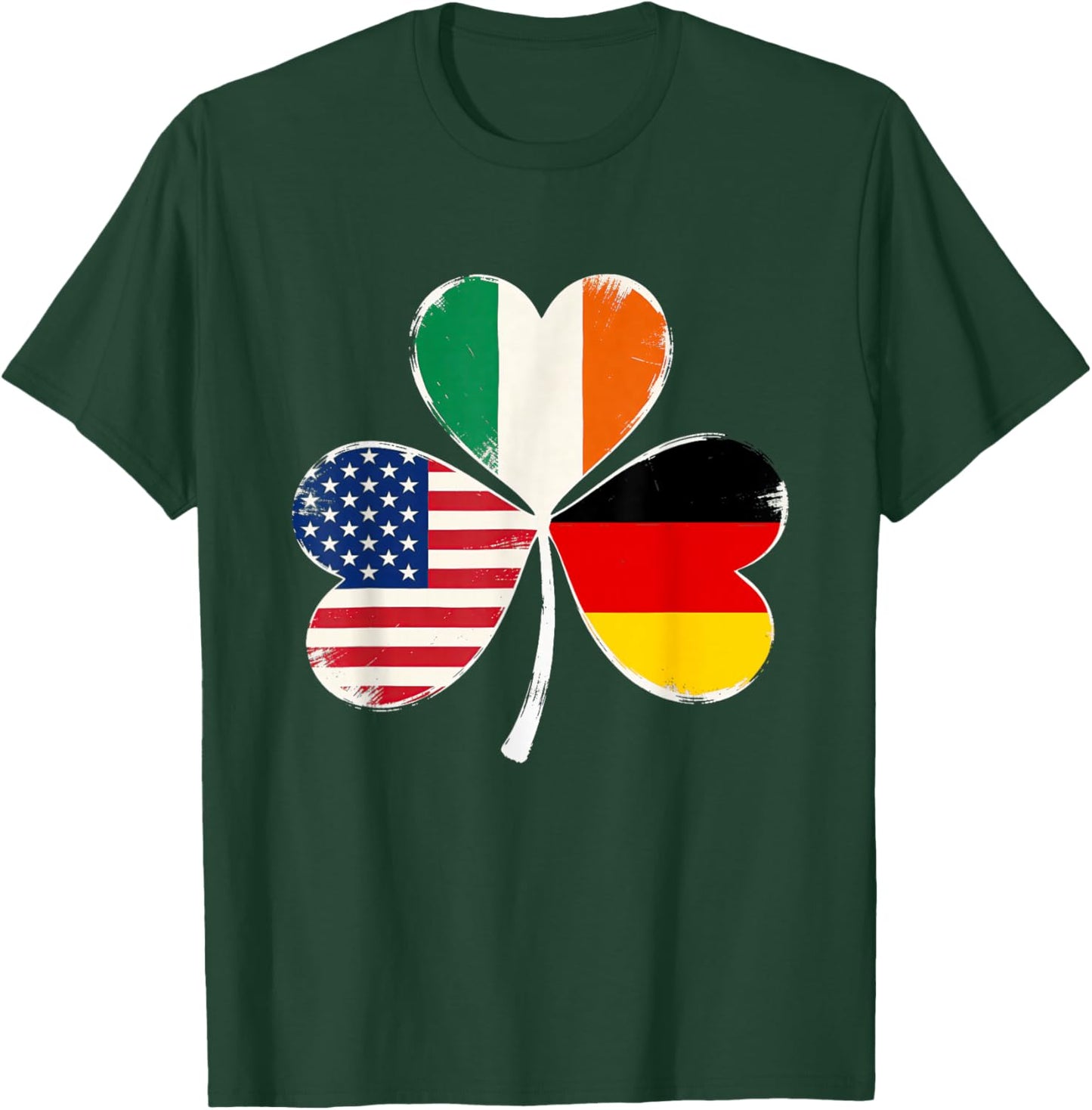 Irish American German Flag Shamrock St Patricks Day Lucky T-Shirt - T-Shirt | Forest