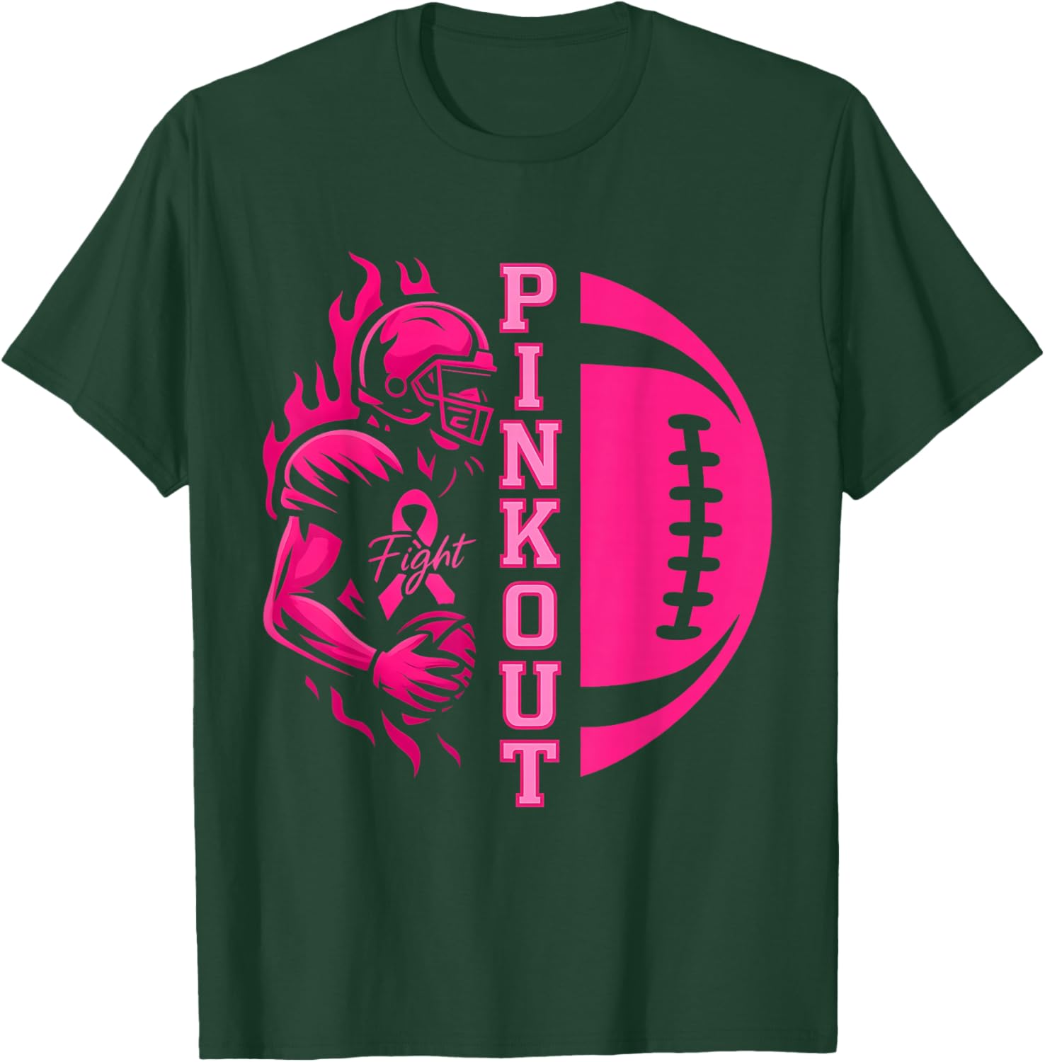 Pink Out Tackle Football Breast Cancer Awareness Men Boys T-Shirt - T-Shirt | Forest