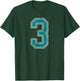 Teal and White Number 3 Jersey Player Uniform #3 Fan T-Shirt - T-Shirt | Forest