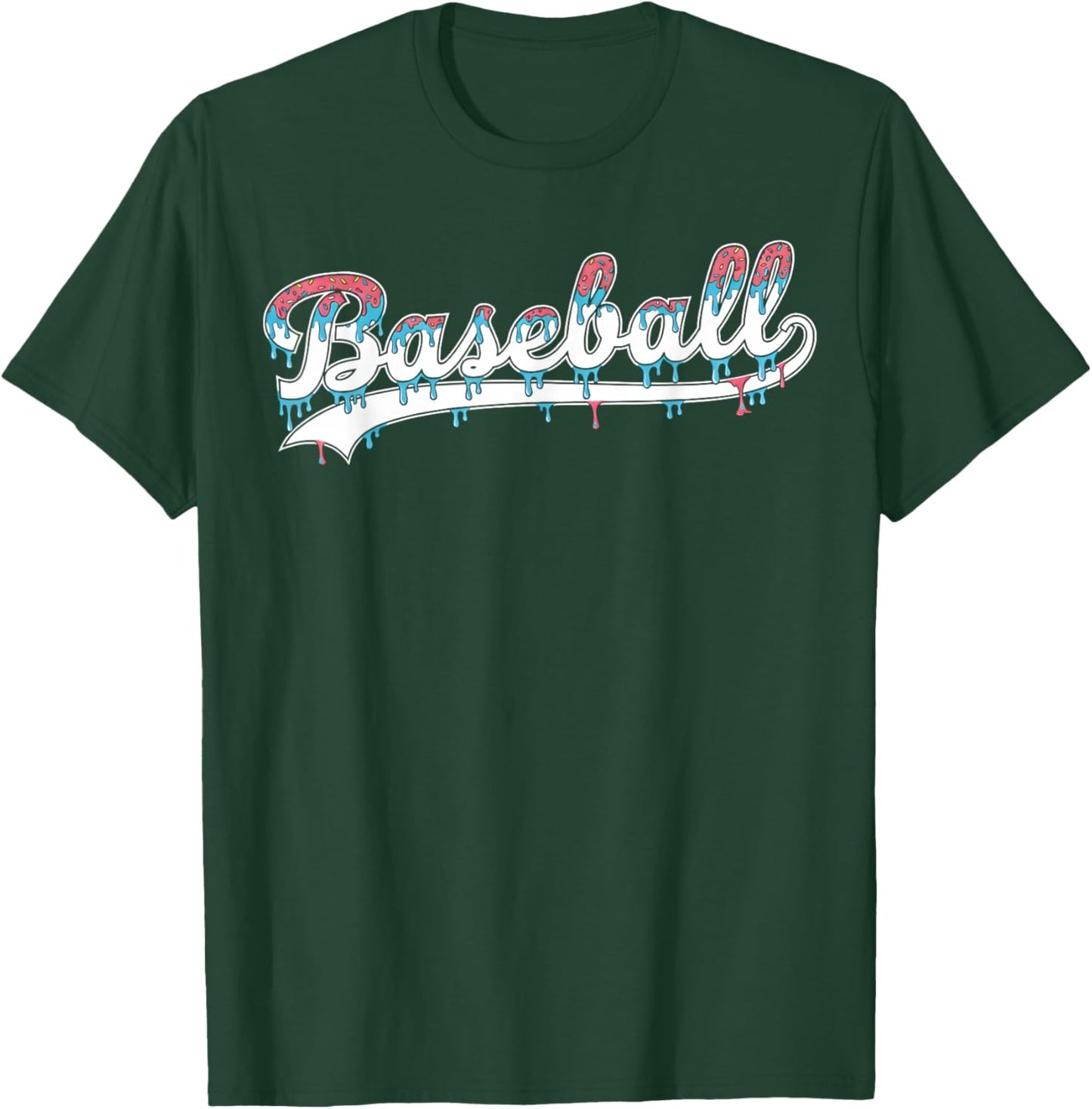 Baseball Ice Cream Drip Boys and Girls Batter Game Day T-Shirt - T-Shirt | Forest