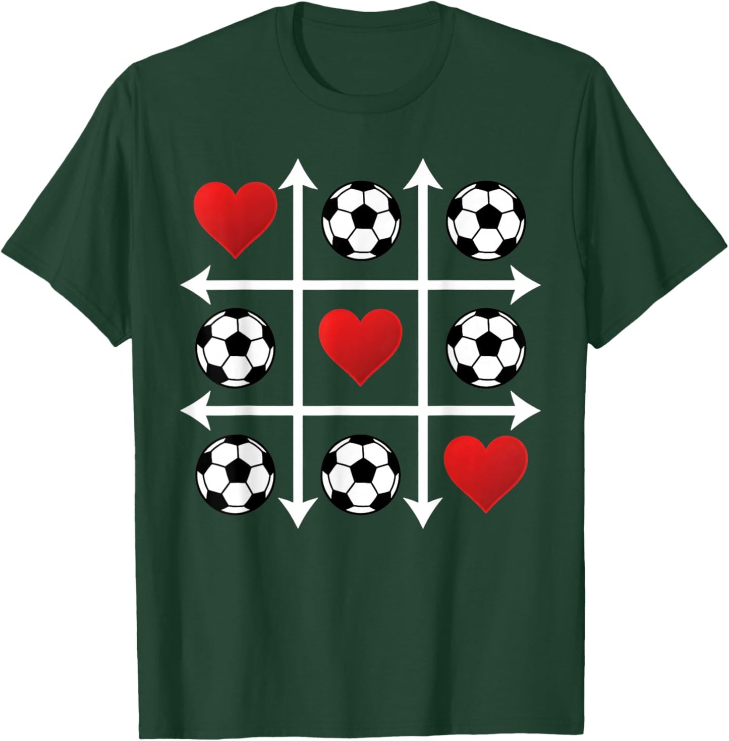 Soccer Valentine Heart Tic Tac Toe Love Player Mom Dad T-Shirt - T-Shirt | Forest