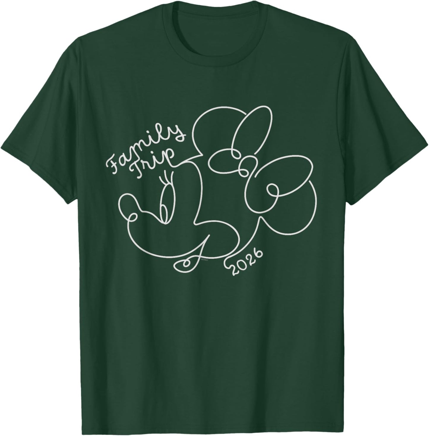 Disney Minnie Mouse Line Drawing Family Trip Vacation 2026 T-Shirt - T-Shirt | Forest