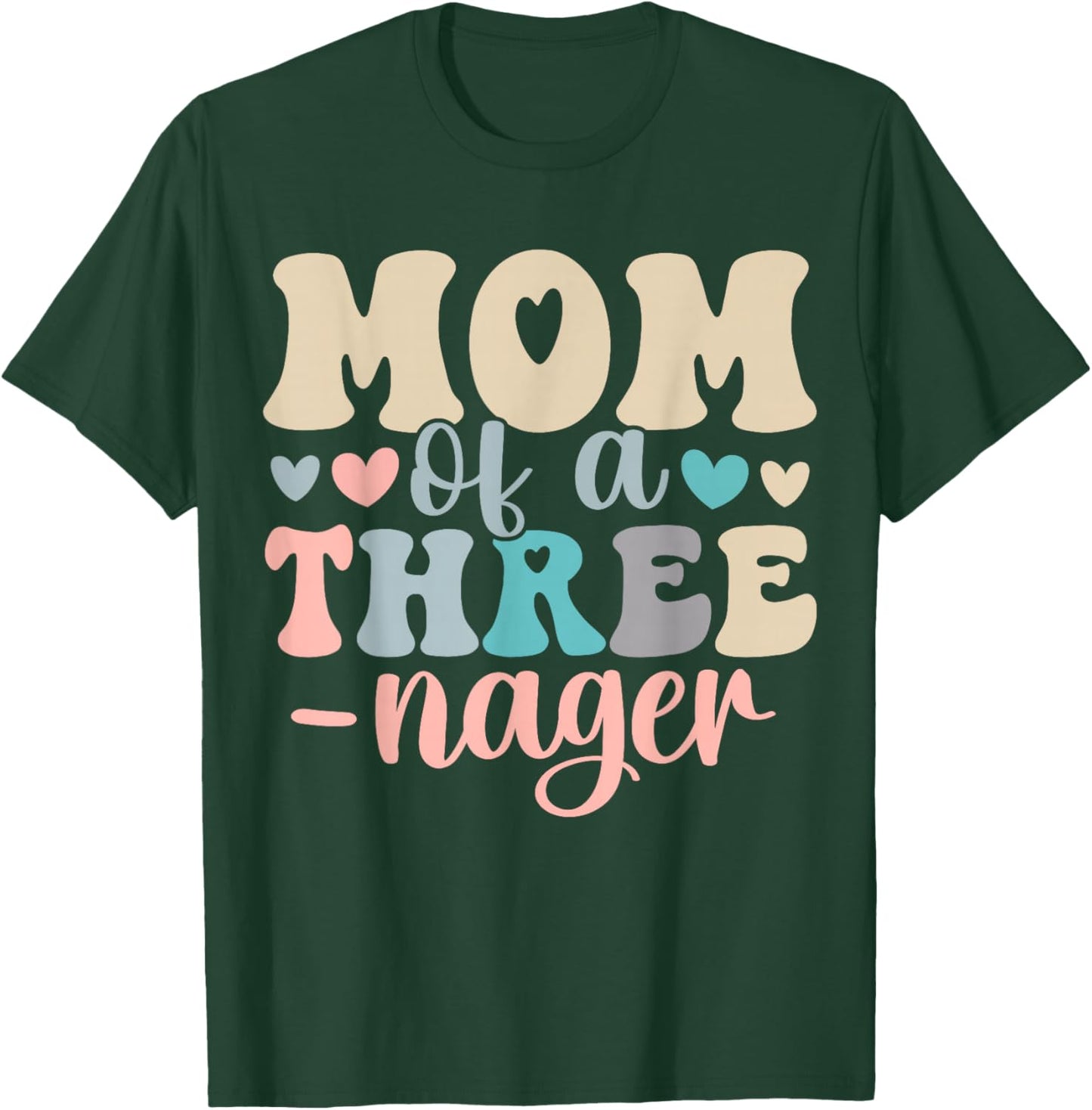 Mom of A Threenager 3rd Birthday Matching Family Boho T-Shirt - T-Shirt | Forest