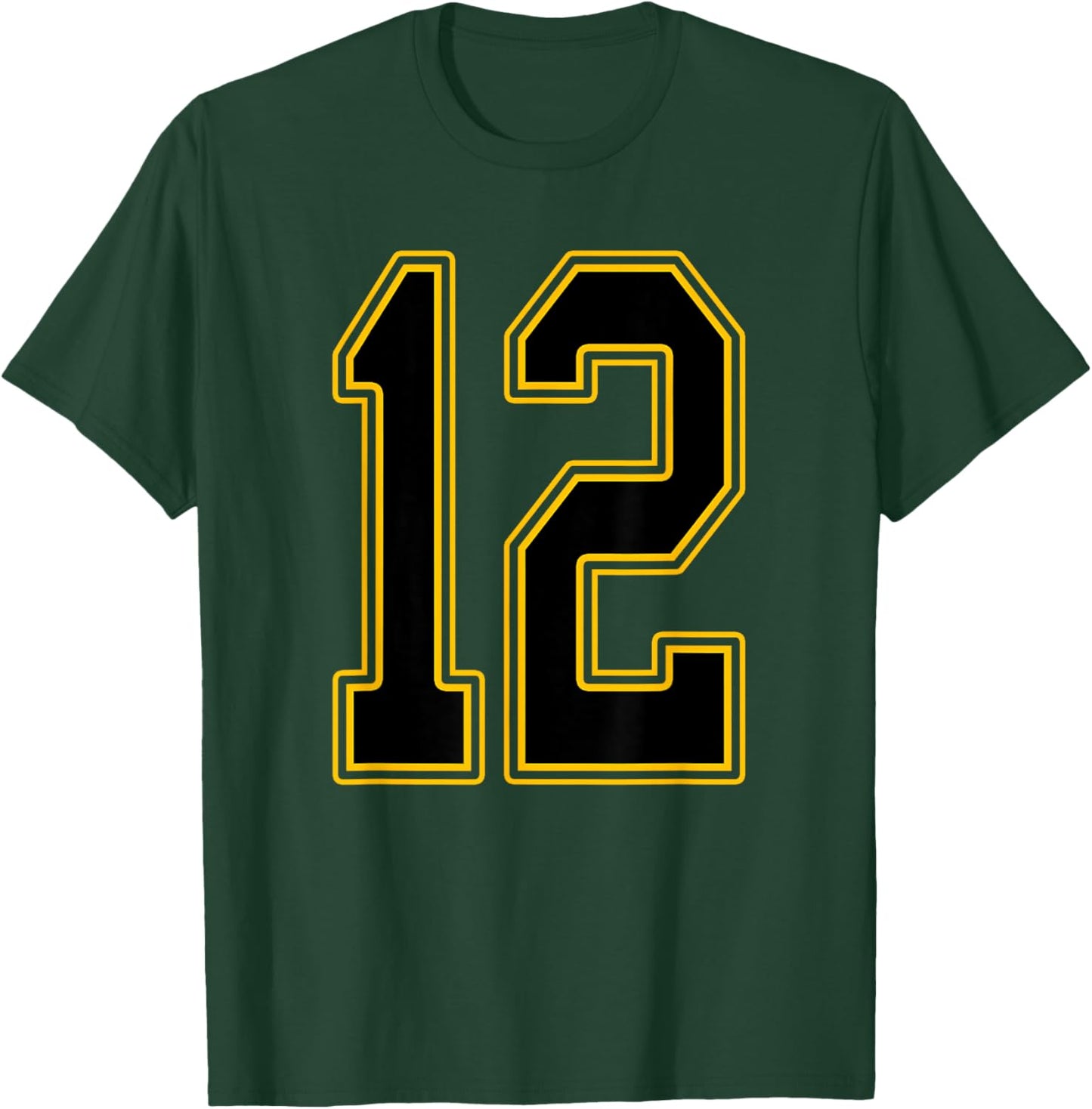 Black and Gold Number 12 Jersey Player Uniform #12 T-Shirt - T-Shirt | Forest