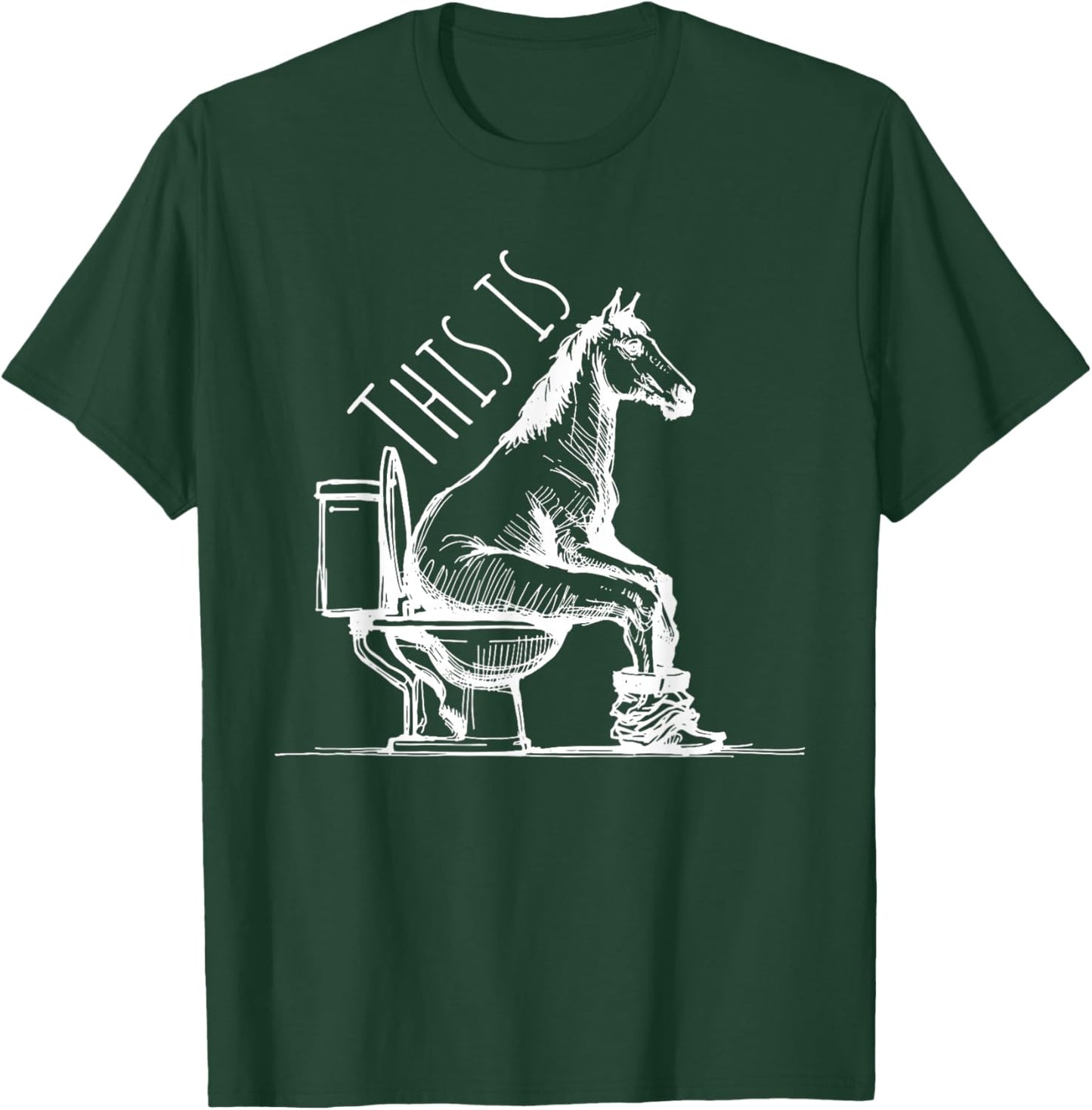 Funny Horse on Toilet Joke Minimal Equestrian Farm T-Shirt - T-Shirt | Forest