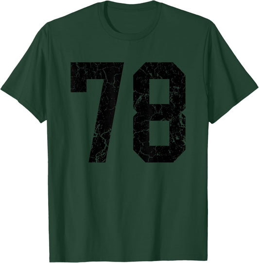Distressed Black Number 78 Jersey Player Uniform #78 Fan T-Shirt - T-Shirt | Forest