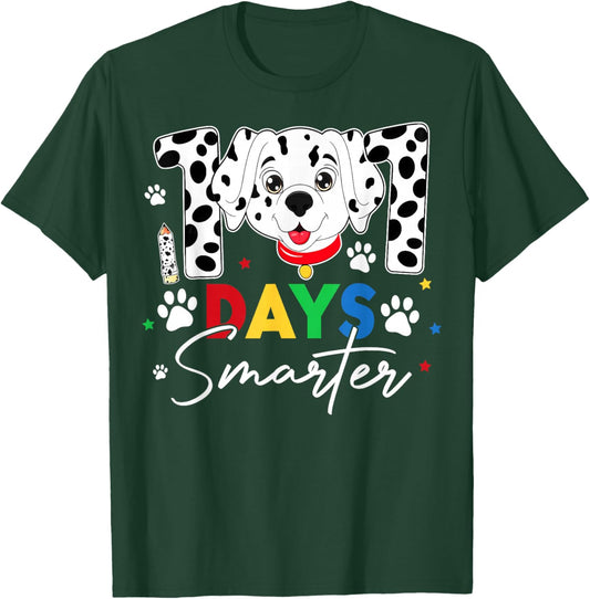 100 Days of School Smarter Dalmatian Dog Teachers Boys Kids T-Shirt - T-Shirt | Forest