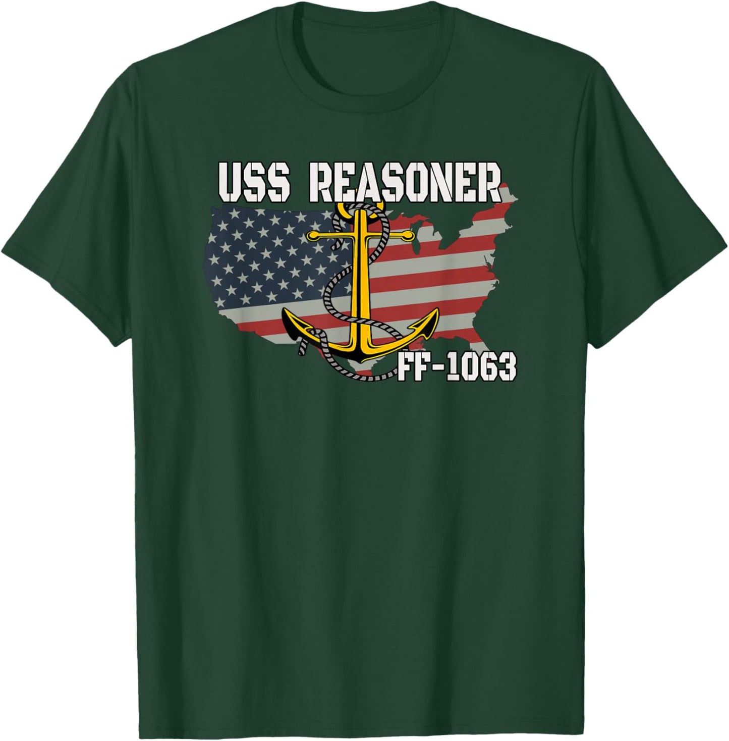 USS Reasoner FF-1063 Frigate Veterans Day Son Father Grandpa T-Shirt - T-Shirt | Forest