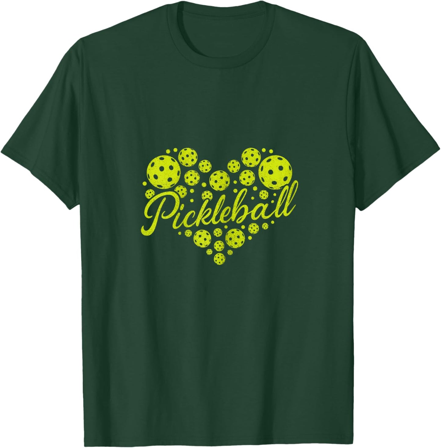 Pickleball Lovers Heart Ball Cute Women Girls T-Shirt - T-Shirt | Forest