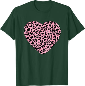 Leopard Cheetah Print Heart Pink Love Cute Girls & T-Shirt - T-Shirt | Forest