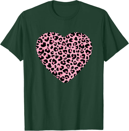Leopard Cheetah Print Heart Pink Love Cute Girls & T-Shirt - T-Shirt | Forest