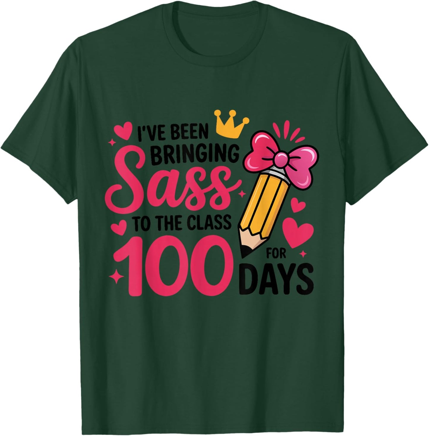 Bringing Sass to The Class for 100 Days of School Bow Girls T-Shirt - T-Shirt | Forest