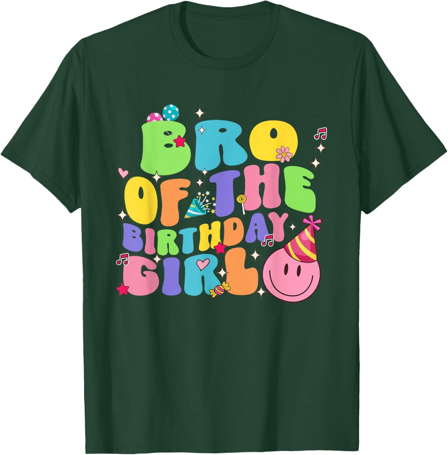 Bro of The Birthday Girl Family Groovy Birthday Party T-Shirt - T-Shirt | Forest