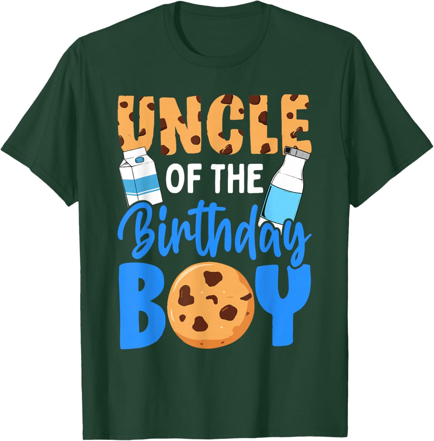 Uncle of The Birthday boy Milk and Cookies 1st Birthday T-Shirt - T-Shirt | Forest