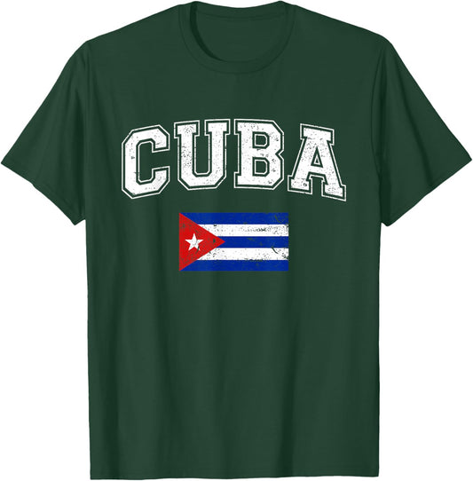 Cuba Flag Cuban Pride Hispanic Heritage Retro Vintage Style T-Shirt - T-Shirt | Forest
