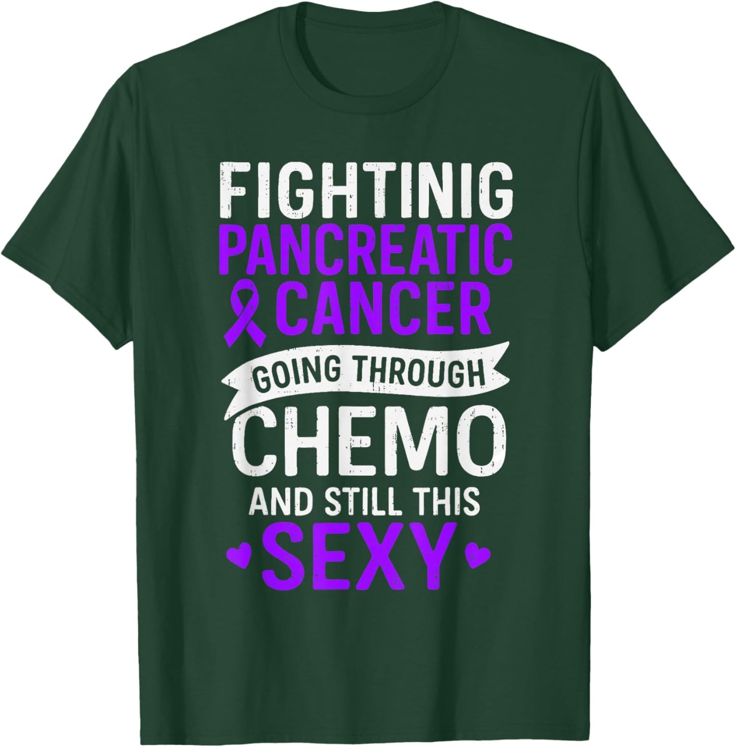 Fighting Pancreatic Cancer Awareness Ribbon Purple Support T-Shirt - T-Shirt | Forest