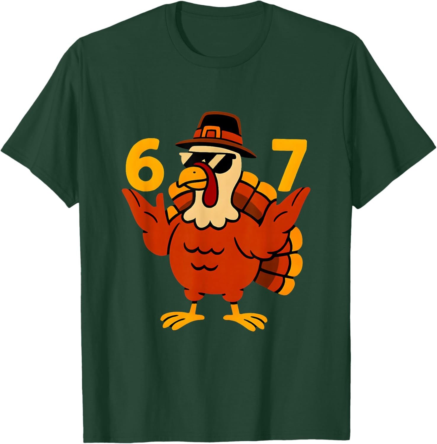 67 Meme Thanksgiving Turkey Hands 6-7 Brainrot Six Seven T-Shirt - T-Shirt | Forest