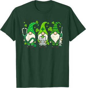 Gnome Stethoscope Irish Nurse St Patricks Day Lucky Shamrock T-Shirt - T-Shirt | Forest