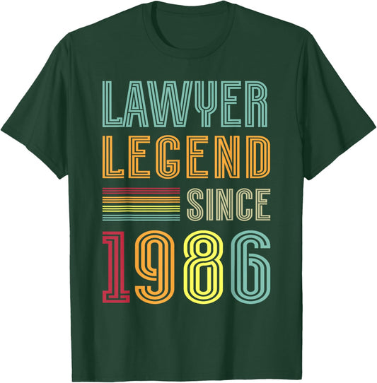 Lawyer Legend 1986 40 Years Court 40th Birthday Lawyer T-Shirt - T-Shirt | Forest