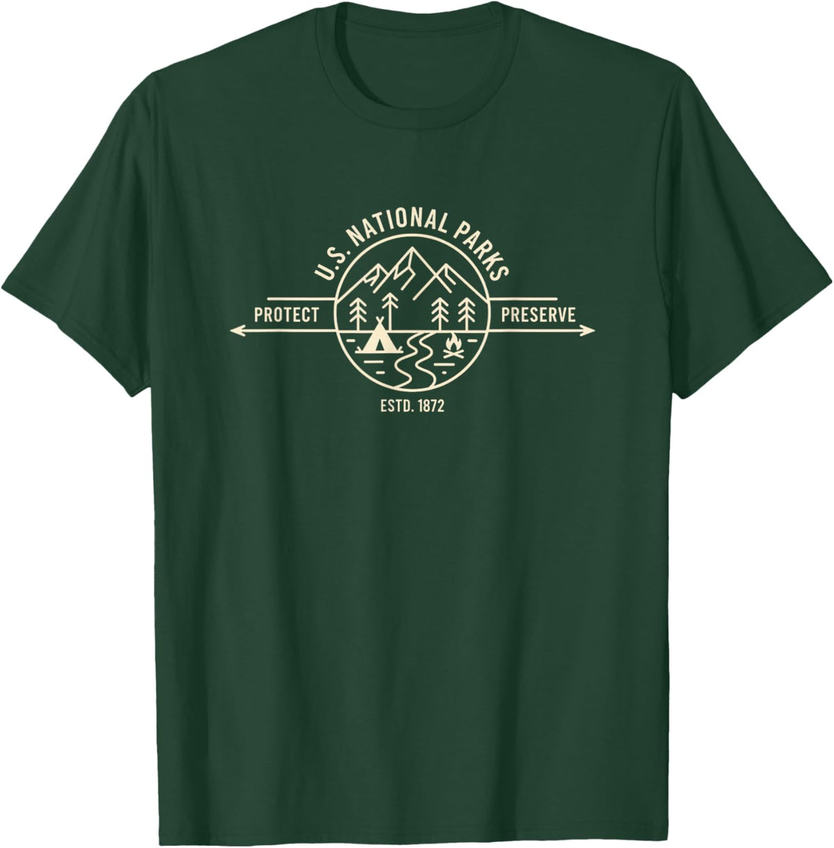 U.s. National Parks Protect Preserve Estd 1872 Camping Logo T-Shirt - T-Shirt | Forest