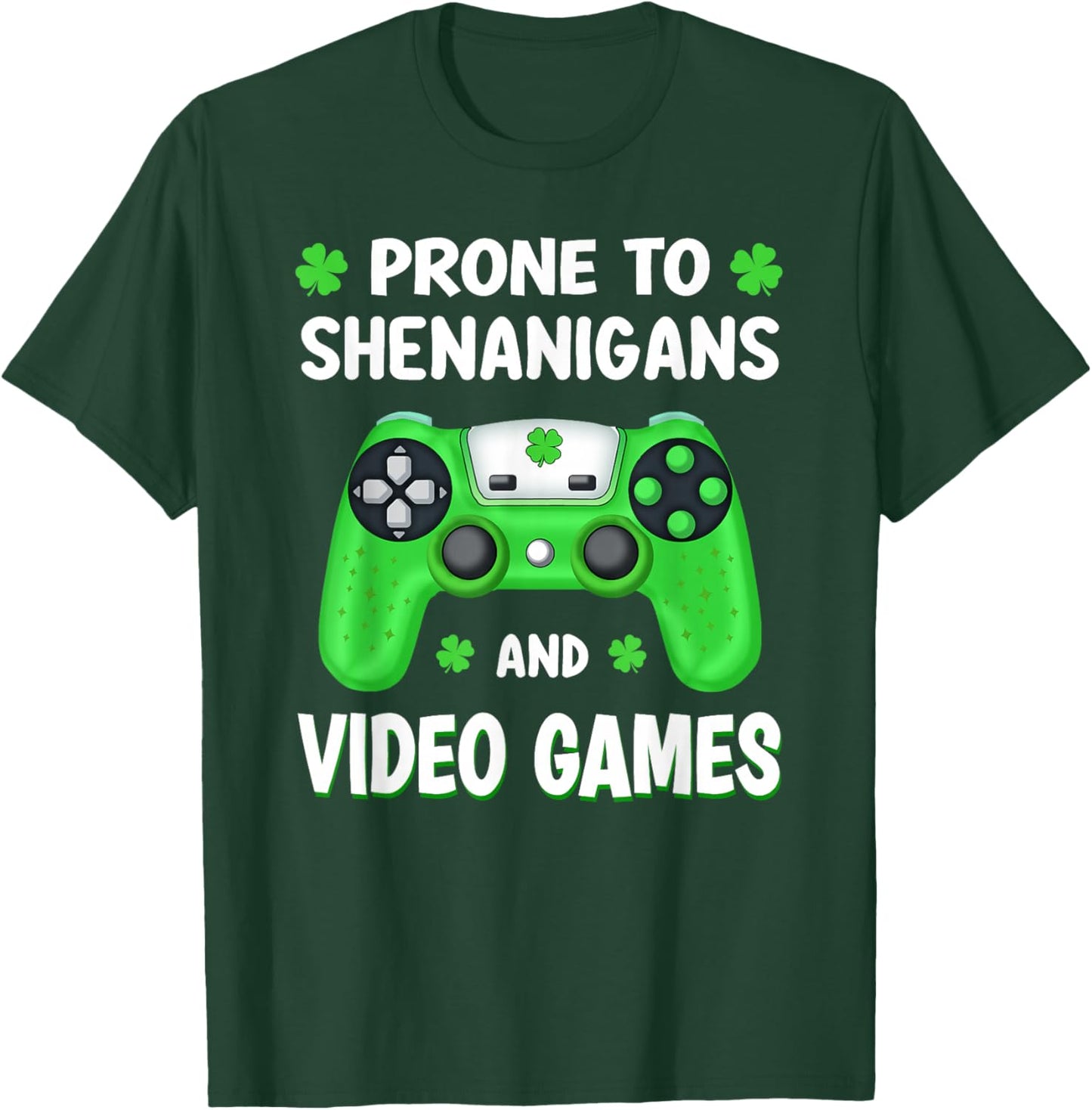 St Patricks Day Shamrock Gamer Shenanigans Irish Boys Men T-Shirt - T-Shirt | Forest